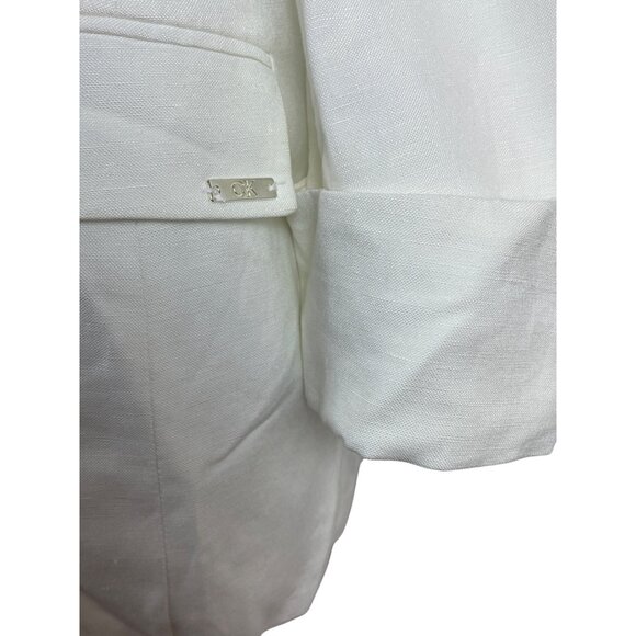 Calvin Klein Womens White Linen No Closure Suit Blazer Jacket Sz 10 - New - Picture 5 of 11